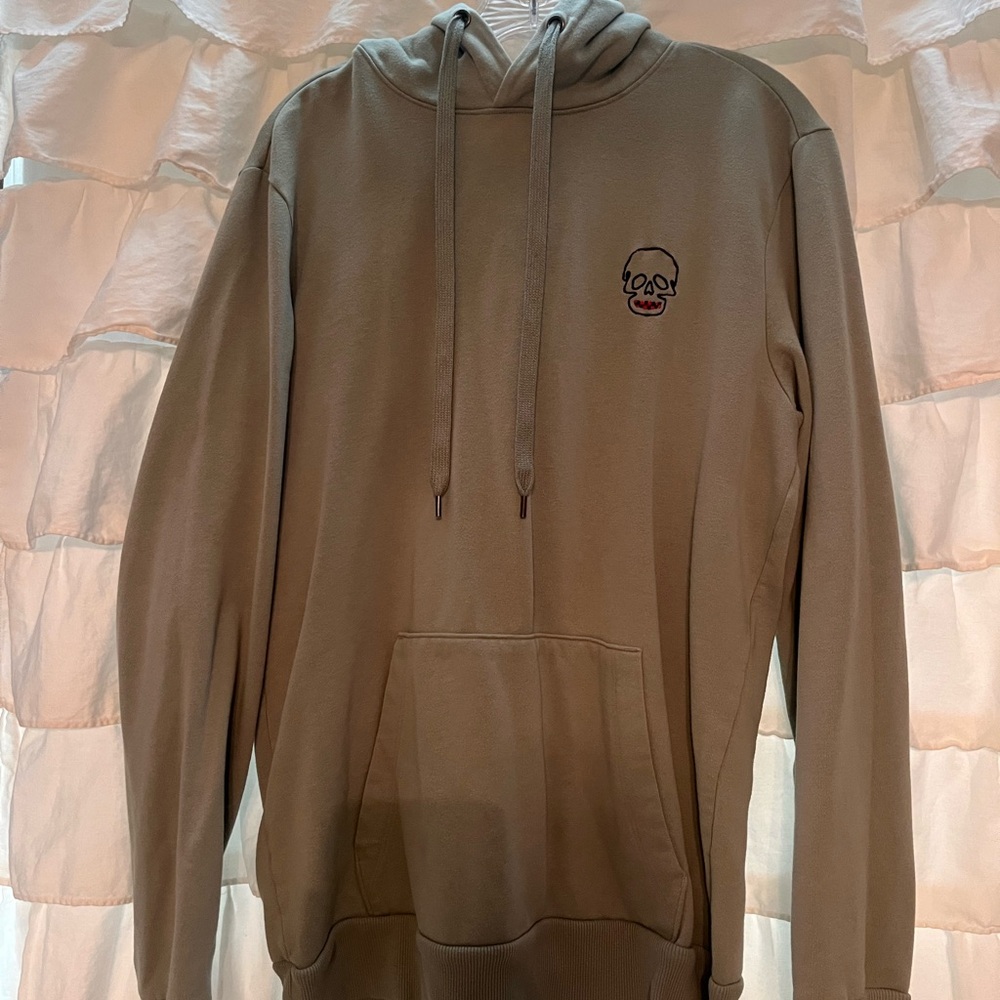 Men's Sage Green Hoodie with Skull Logo